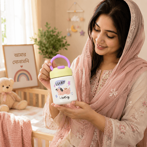 260ml Cartoon Print Thermal Bottle - WHITE
