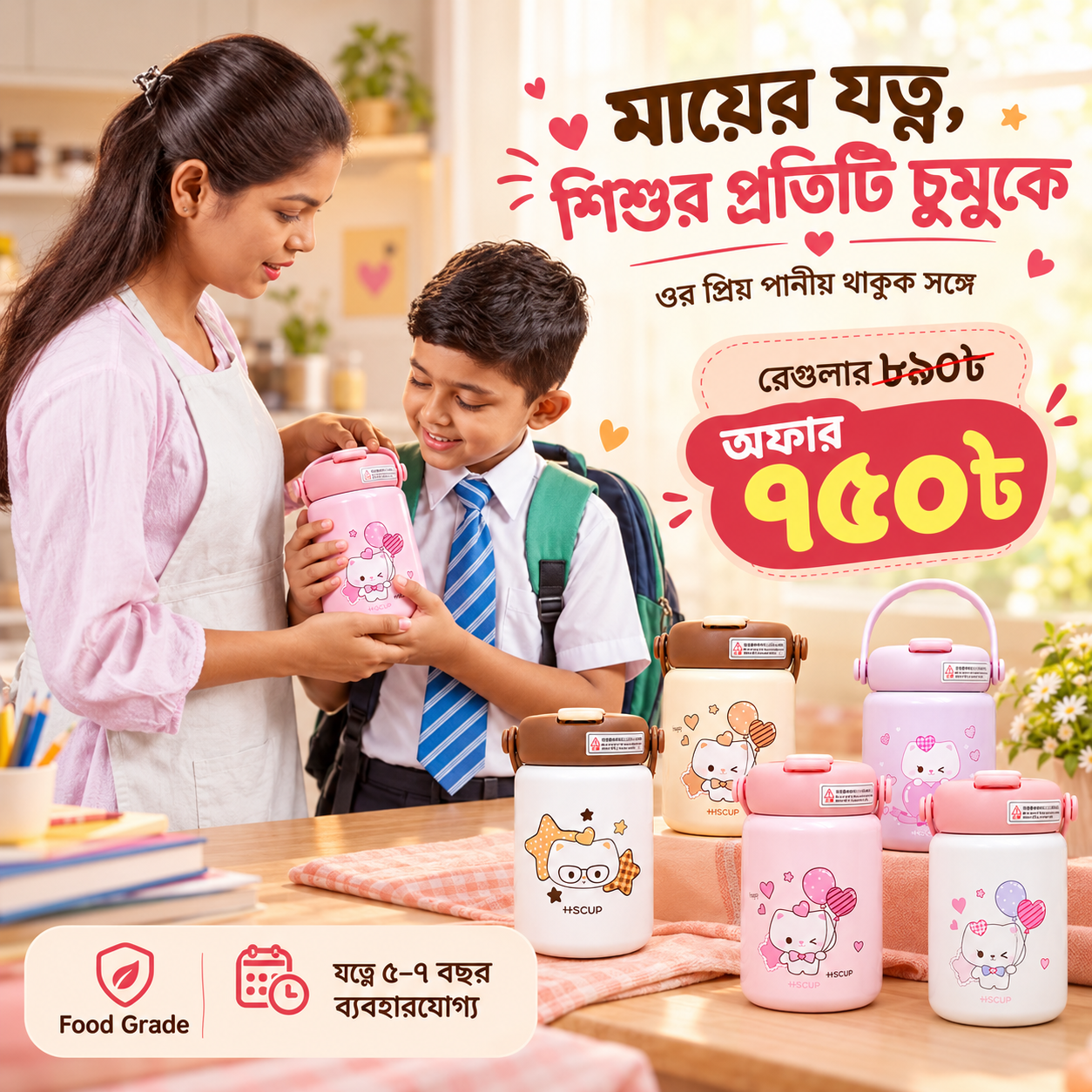 360ml Cute Thermal Bottle for Kids and Students