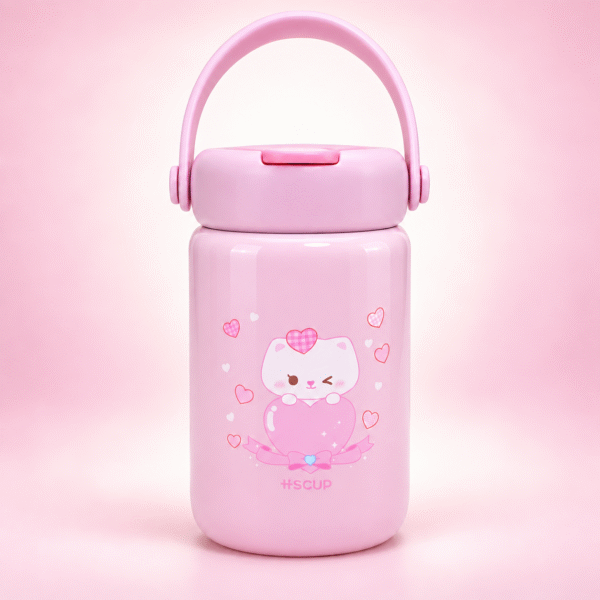 360ml Pink Kitty Thermal Bottle - LIGHT PINK